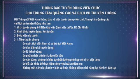 Đài Tiếng nói Việt Nam thông báo tuyển dụng viên chức cho Trung tâm Quảng cáo