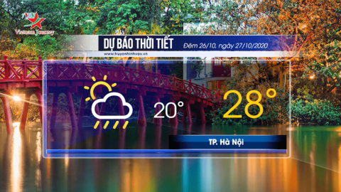 Dự báo thời tiết đêm 26/10 và ngày 27/10/2020 | Thủ đô Hà Nội đêm và sáng sớm có mưa rải rác